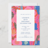 赤カラフルモダンフローラ30歳の誕生日パーティー 招待状 (正面)