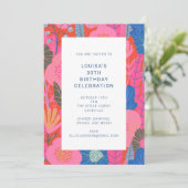 赤カラフルモダンフローラ30歳の誕生日パーティー 招待状 (スタンド正面)