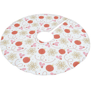 赤カラフルレトロクリスマス装飾模様 ブラッシュドポリエステルツリースカート