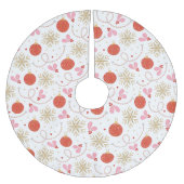 赤カラフルレトロクリスマス装飾模様 ブラッシュドポリエステルツリースカート (正面)