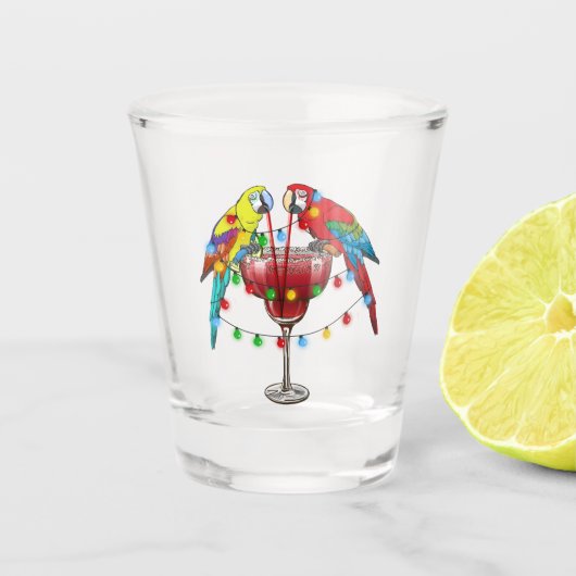 赤カラフルワインを飲むマコーパロッツ ショットグラス (正面)