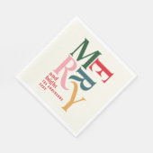 赤カラフルヴィンテージメリークリトマパーティー スタンダードランチョンナプキン (角)