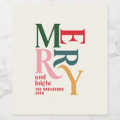 赤カラフルヴィンテージメリーチャリッツマの好意プレゼント ワインラベル (シングルラベル)