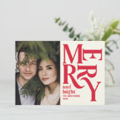 赤カラフルヴィンテージメリーchritsmas写真 案内状 (スタンド正面)