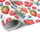 赤カラフル夏の果実パターン金ゴールドグリッター ラッピングペーパー (ロールコーナー)