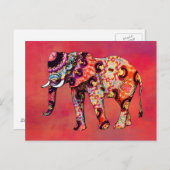 赤カラフル数々のい抽象芸術の上の色の象 ポストカード (正面/裏面)