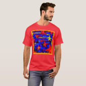 赤カラフル星。買今 Tシャツ (正面フル)