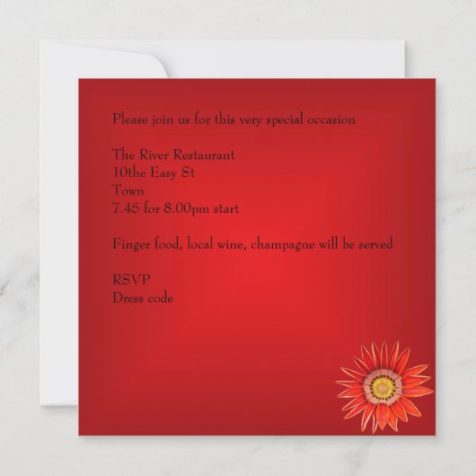 赤カラフル王室の花黄金ゴールド弓2 招待状 (裏面)