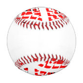 赤カラフル白黒幾何モダン図形 野球ボール (裏面)