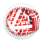 赤カラフル白黒幾何モダン図形 野球ボール (正面左)