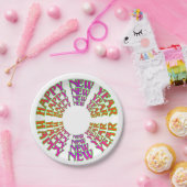 赤カラフル紫ハッピーニューイヤー紙プレート ペーパープレート (パーティー)