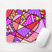 赤カラフル紫ハートアートポップ・アートの水玉模様 マウスパッド (マウス)