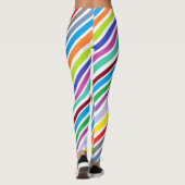 赤カラフル紫ライムグリーンストライプ抽象芸術 レギンス (裏面)