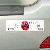 赤カラフル紫色の花蜂 バンパーステッカー (車上)