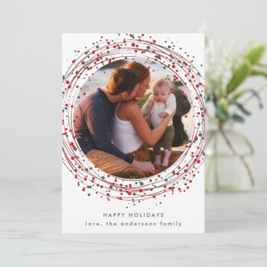 赤カラフル緑のクリスマス絵を描写数々の真 シーズンカード (スタンド正面)