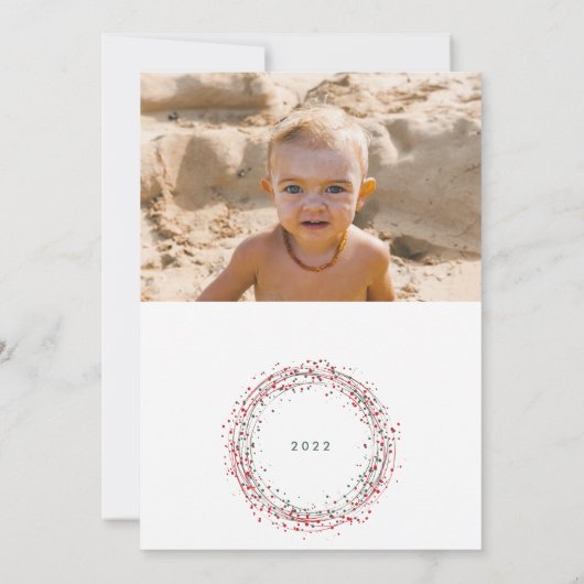 赤カラフル緑のクリスマス絵を描写数々の真 シーズンカード (裏面)