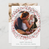 赤カラフル緑のクリスマス絵を描写数々の真 シーズンカード (正面/裏面)