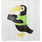 赤カラフル緑のトゥーカンパロッツ シャワーカーテン (正面)