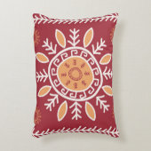 赤カラフル色、部族模様 アクセントクッション (正面(垂直))