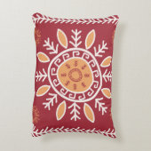 赤カラフル色、部族模様 アクセントクッション (裏面(縦))