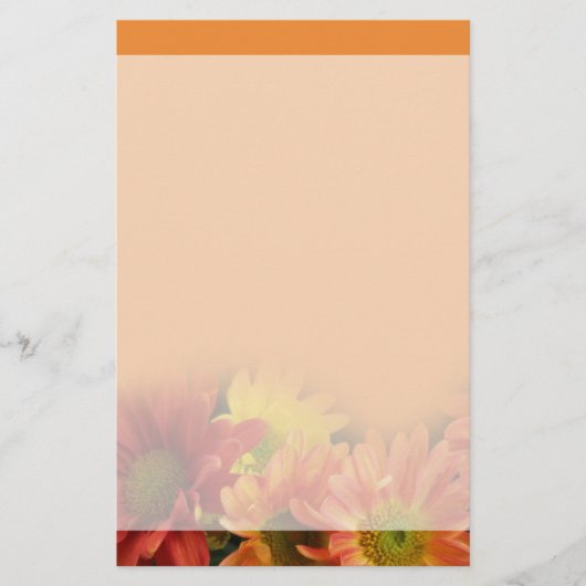 赤カラフル色、黄色、オレンジ色のデイジーの花。 便箋 (正面)