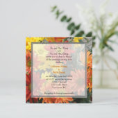 赤カラフル色、黄色、オレンジ色のデイジー結婚の花 招待状 (スタンド正面)