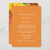 赤カラフル色、黄色、オレンジ色のデイジー結婚の花 招待状 (正面/裏面)