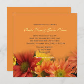 赤カラフル色、黄色、オレンジ色のデイジー結婚の花 招待状 (正面/裏面)