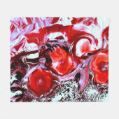 赤カラフル花デジタル抽象芸術絵画ズ フリースブランケット (正面(横))