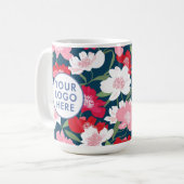 赤カラフル花柄ロゴ業 コーヒーマグカップ (正面左)