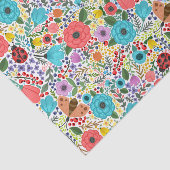 赤カラフル青の野生の花とラディバグ 薄葉紙 (詳細)