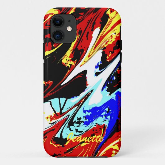 赤カラフル青の黄色の抽象芸術、名前、 Case-Mate iPhoneケース (裏面)