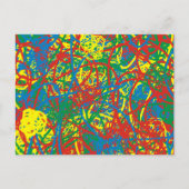 赤カラフル青グリーンイエロースクライブズ抽象芸術 ポストカード (正面)