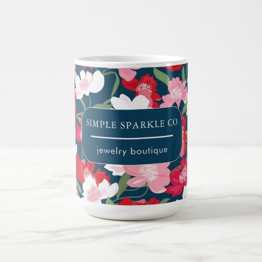 赤カラフル青フローラ会社名 コーヒーマグカップ (中央)