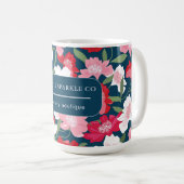赤カラフル青フローラ会社名 コーヒーマグカップ (正面右)