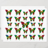 赤カラフル黄の緑の蝶パターン (正面/裏面)