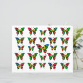 赤カラフル黄の緑の蝶パターン (スタンド正面)