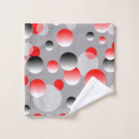 赤カラフル黒灰色幾何抽象芸術パターン バスタオルセット (ウォッシュタオル)