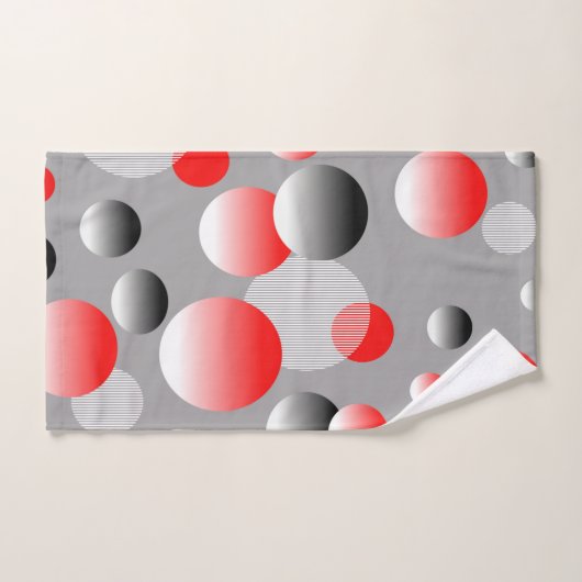 赤カラフル黒灰色幾何抽象芸術パターン バスタオルセット (ハンドタオル)