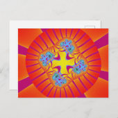 赤カラフル、オレンジ、紫のフラクタル ポストカード (正面/裏面)