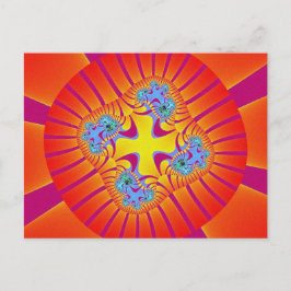 赤カラフル、オレンジ、紫のフラクタル ポストカード