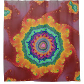 赤カラフル、オレンジ、緑のフラクタル シャワーカーテン (正面)