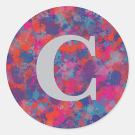 赤カラフル、ピンク、青の紫の抽象芸術 ラウンドシール