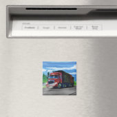 赤カーゴトラックドライバーのギフトマグネット マグネット (インサイチュ (食洗機))