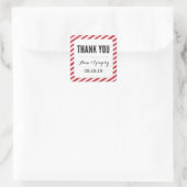 赤カーニバルストライプステッカーに感謝 スクエアシール (バッグ)