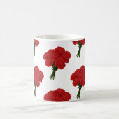 赤カーネーションの花束 – Romantic エレガント Art コーヒーマグカップ (中央)