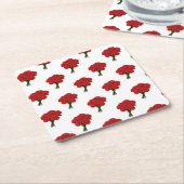 赤カーネーションの花束 – Romantic エレガント Art スクエアペーパーコースター (アングル)