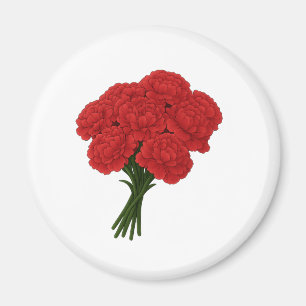 赤カーネーションの花束 – Romantic エレガント Art マグネット