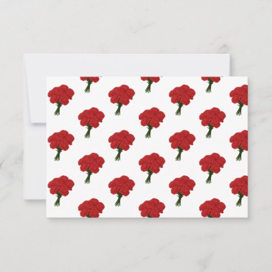 赤カーネーションの花束 – Romantic エレガント Art 出欠カード (正面)