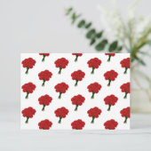 赤カーネーションの花束 – Romantic エレガント Art 出欠カード (スタンド正面)